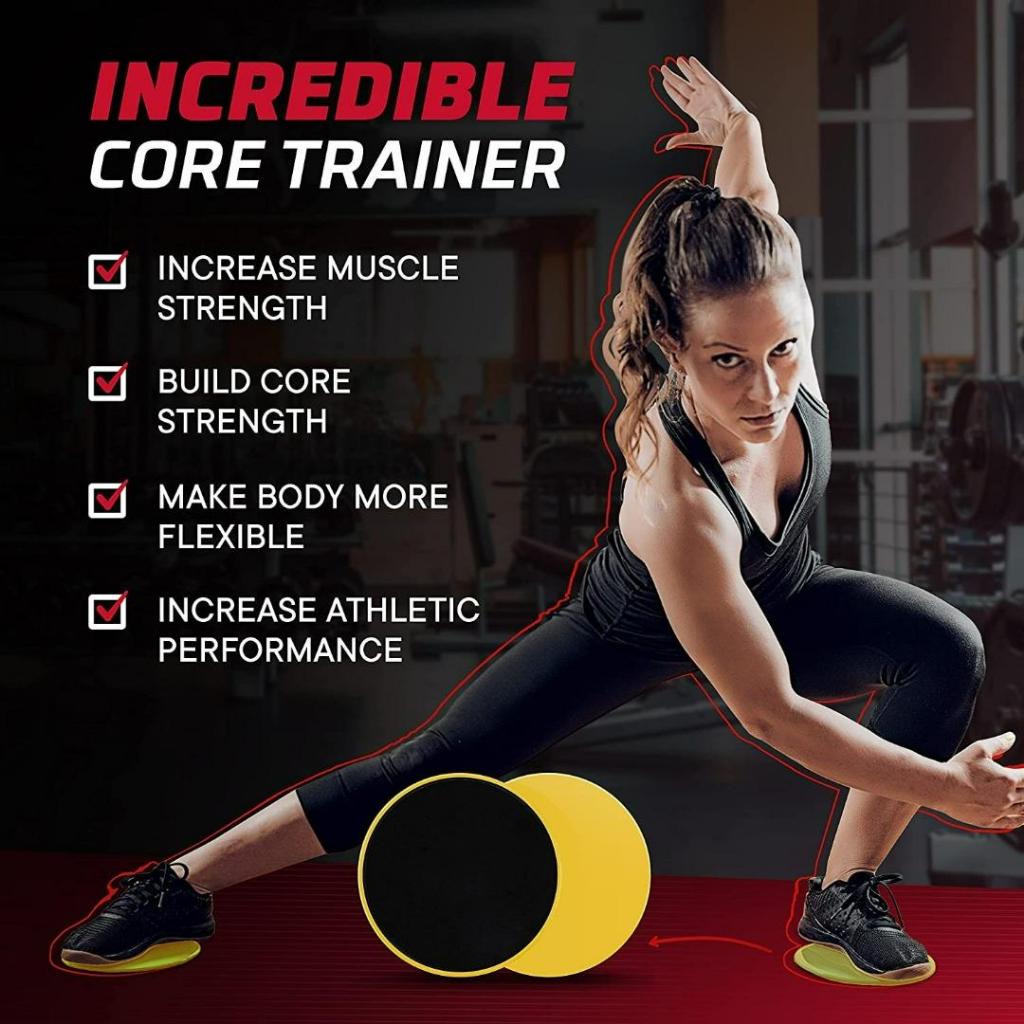 Core Sliders for Carpet, Wood, Floor - Non-Slip Gliding Discs for Feet, Beachbody Strength Slides for Core Workouts