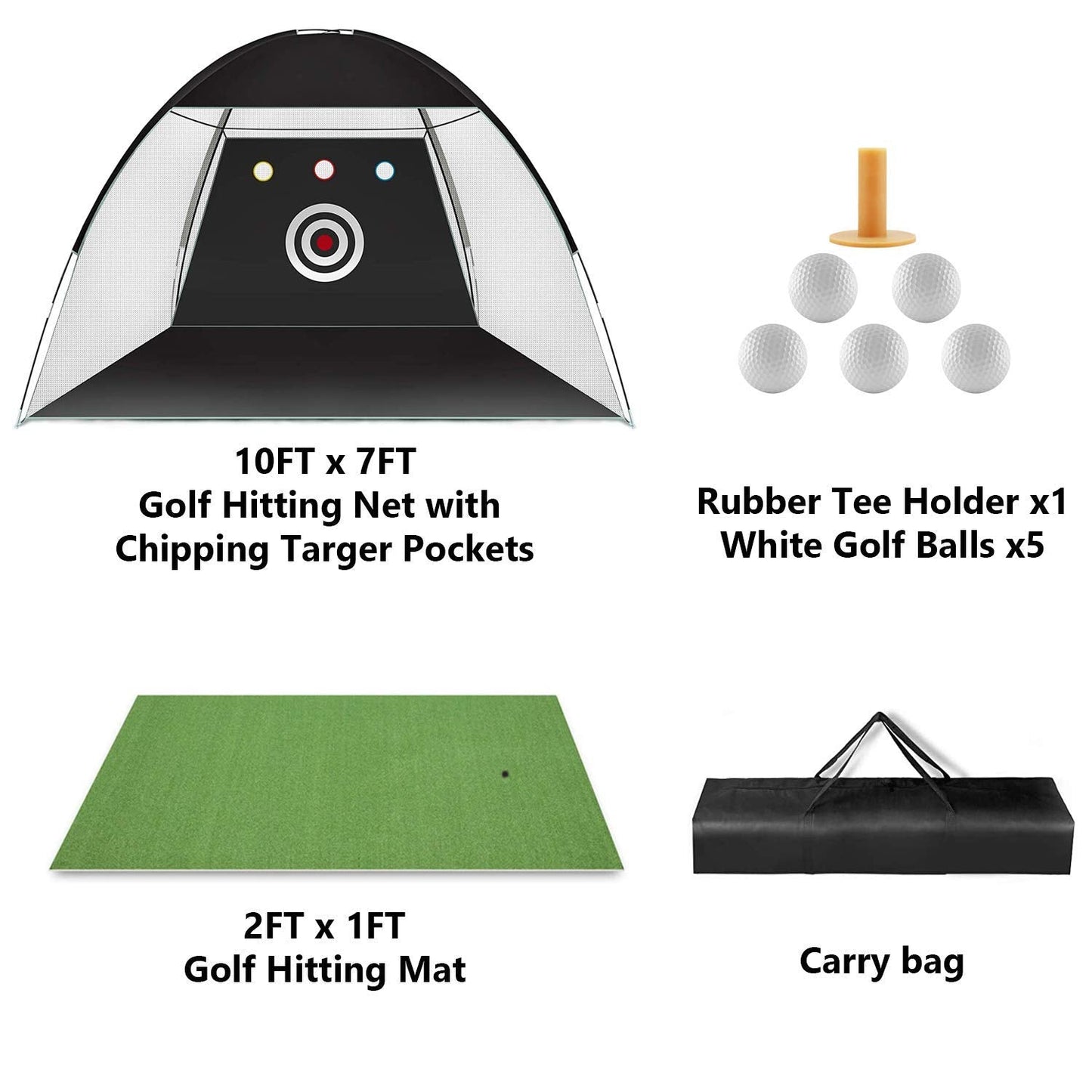 Golf Practice Net 10x7ft Golf Hitting Aids Nets for Backyard Driving Chipping Home Golf Swing Training with Targets