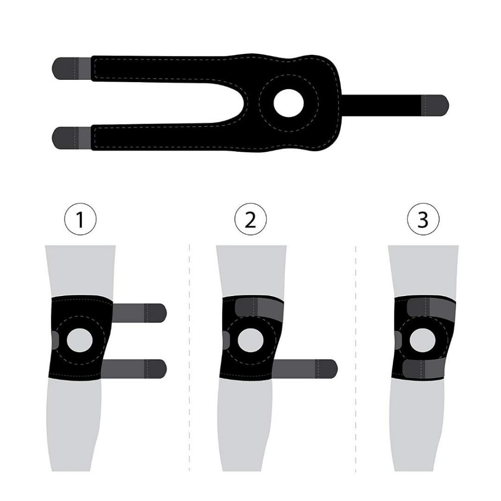 Adjustable Compression Knee Patellar Tendon Support Brace for Men Women - Arthritis Pain, Injury Recovery, Running, Workout, (Black)