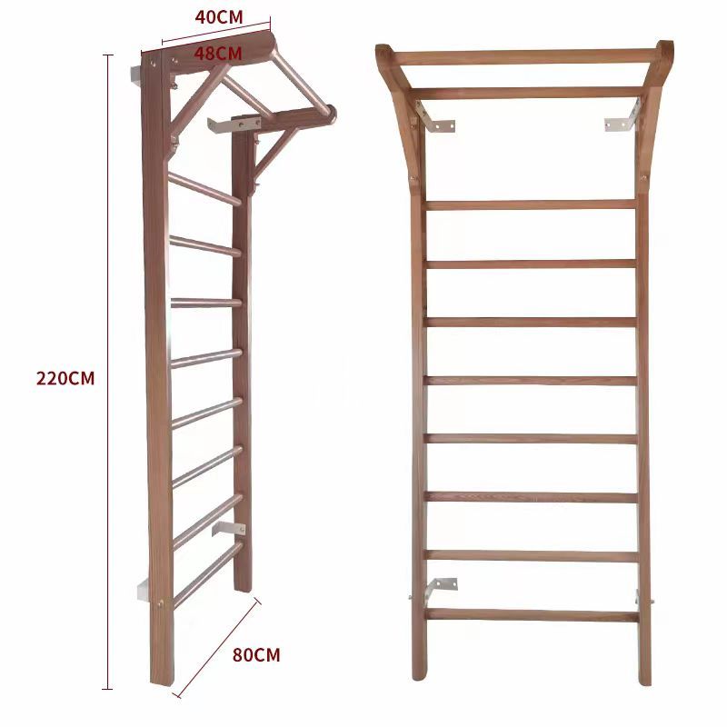 Premium Beech Wood Wall Mount Stall Bar Stahl Bar Wall Bars