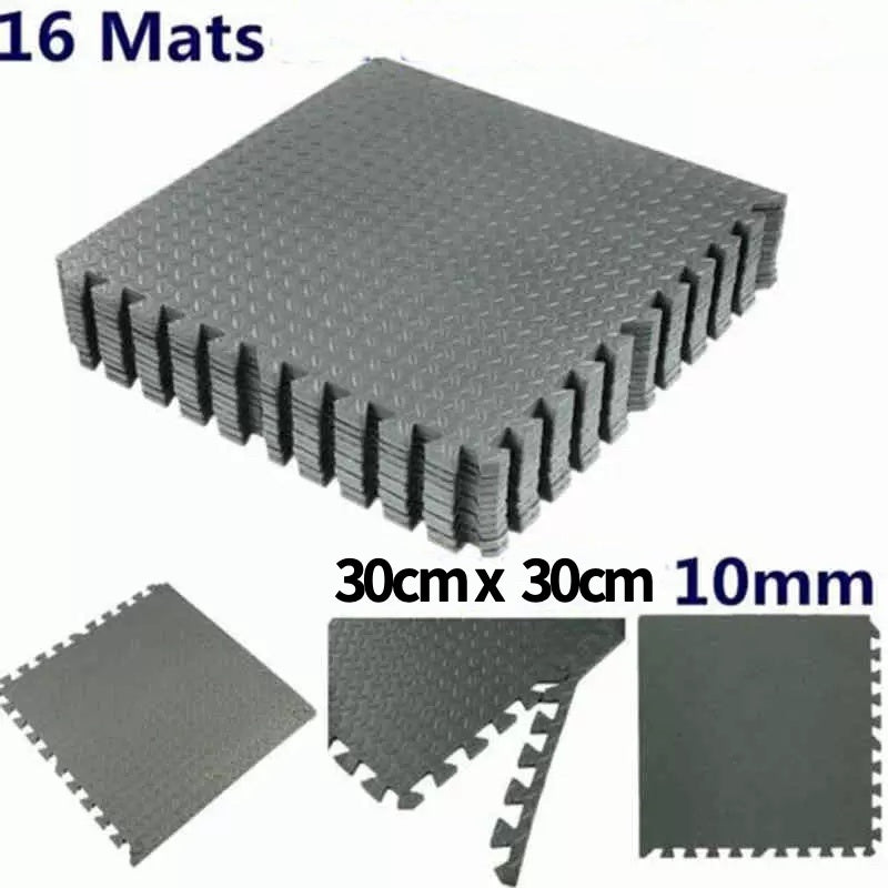 Puzzle Exercise Workout Mat, EVA Foam Interlocking Tiles, 10mm 30cmx30cm thickness for Gym, MMA, Home