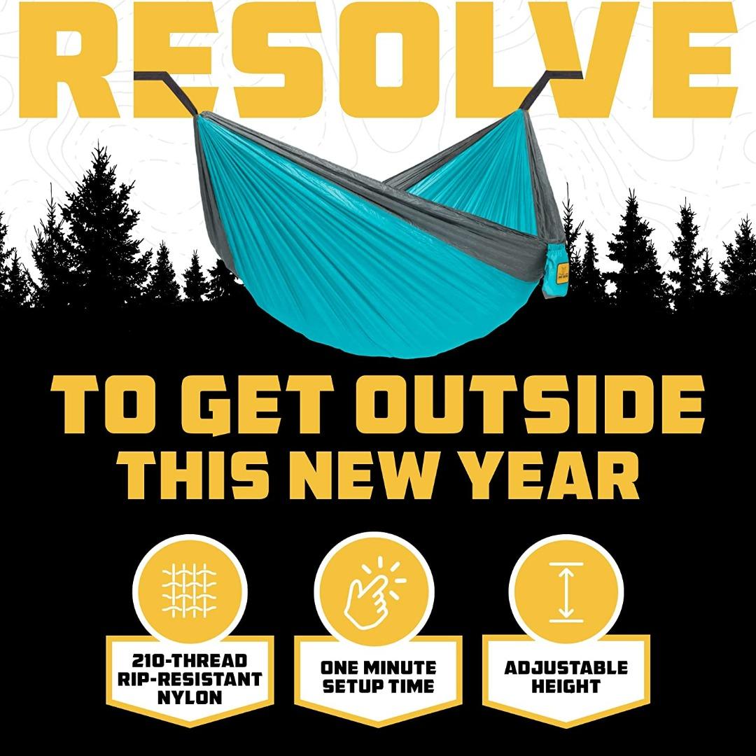 Camping Hammock - Portable Hammock Single or Double Hammock Camping Accessories for Outdoor, Indoor w/ Tree Straps