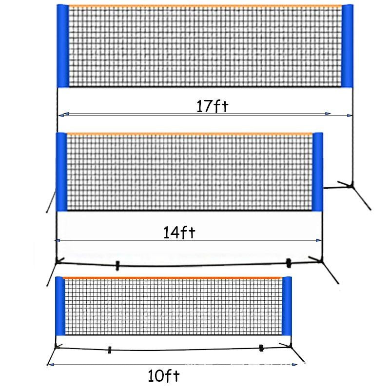 Badminton Pickleball Net - height adjustable portable net for junior tennis, kids volleyball & soccer, badminton racket