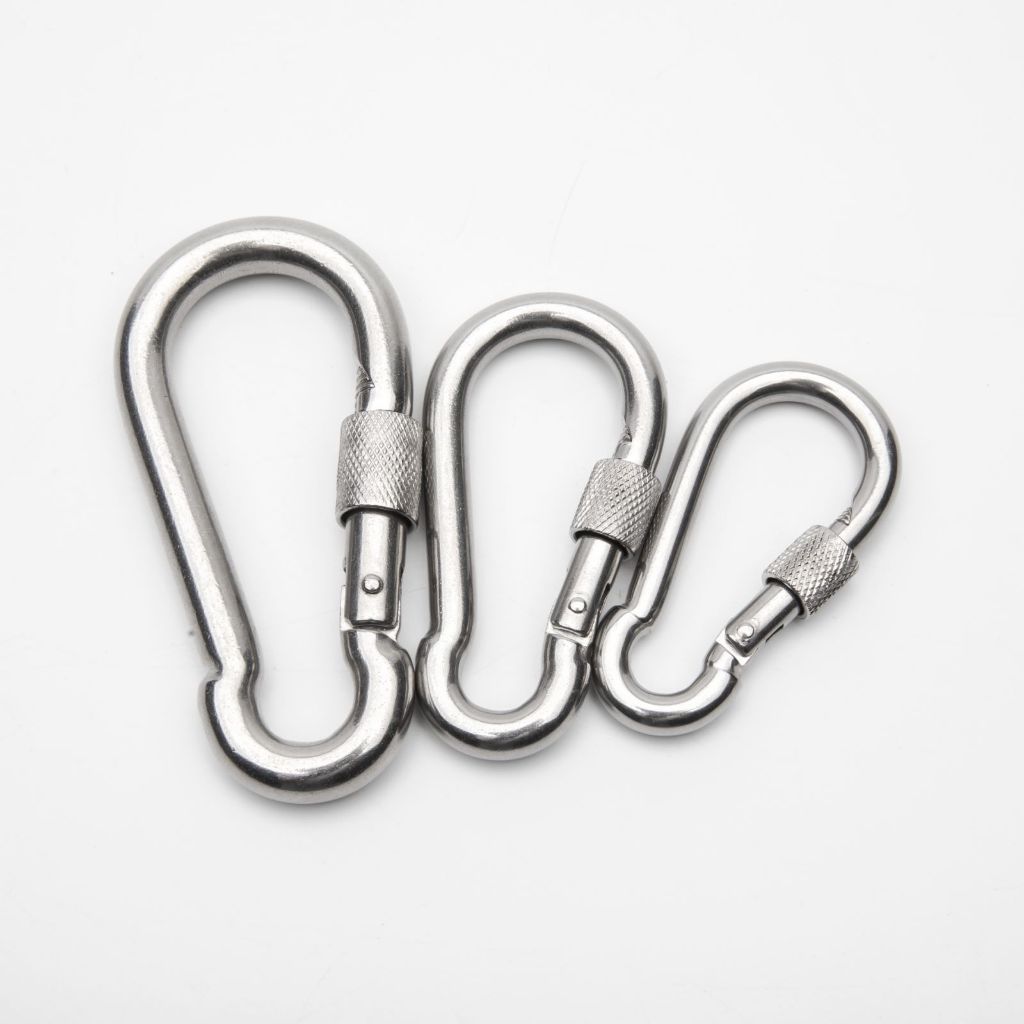 Carabiner Chain Cable Attachments Stainless Steel Safety Spring Carabiner Mountain Climbing Water Bottle Backpack Hook