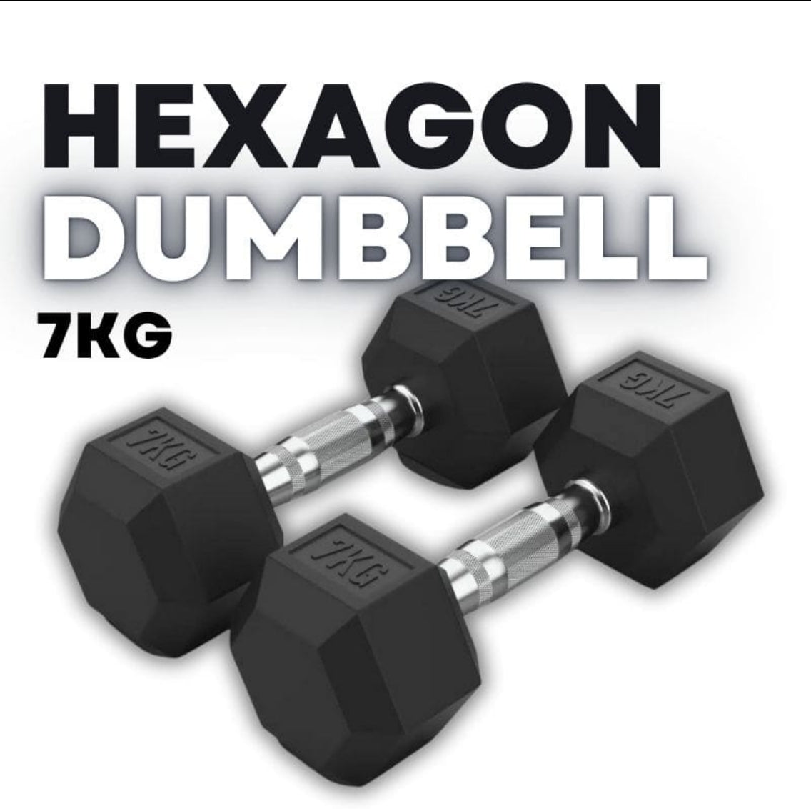 Rubber Coated Hexagon Dumbbell Hex Dumbbells (From 1kg to 50kg)