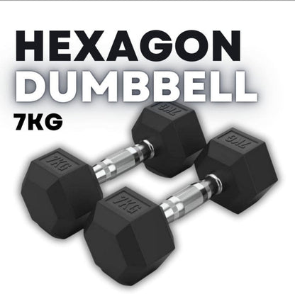 Rubber Coated Hexagon Dumbbell Hex Dumbbells (From 1kg to 50kg)