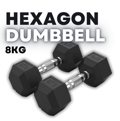 Rubber Coated Hexagon Dumbbell Hex Dumbbells (From 1kg to 50kg)