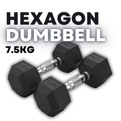 Rubber Coated Hexagon Dumbbell Hex Dumbbells (From 1kg to 50kg)