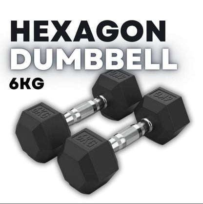 Rubber Coated Hexagon Dumbbell Hex Dumbbells (From 1kg to 50kg)