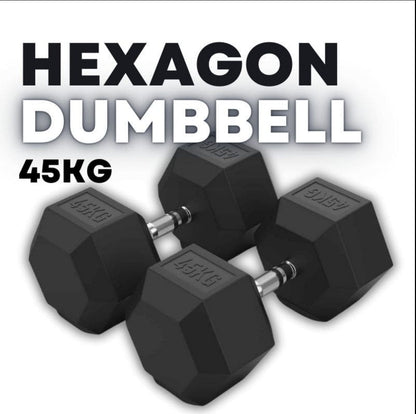 Rubber Coated Hexagon Dumbbell Hex Dumbbells (From 1kg to 50kg)