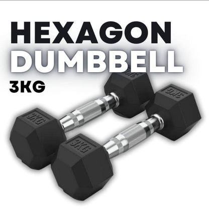 Rubber Coated Hexagon Dumbbell Hex Dumbbells (From 1kg to 50kg)