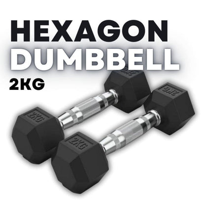 Rubber Coated Hexagon Dumbbell Hex Dumbbells (From 1kg to 50kg)