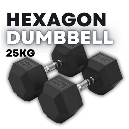 Rubber Coated Hexagon Dumbbell Hex Dumbbells (From 1kg to 50kg)