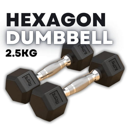 Rubber Coated Hexagon Dumbbell Hex Dumbbells (From 1kg to 50kg)