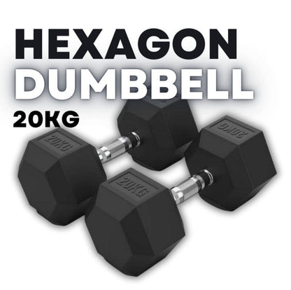 Rubber Coated Hexagon Dumbbell Hex Dumbbells (From 1kg to 50kg)
