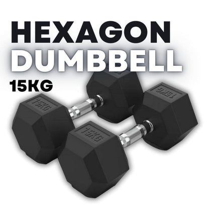 Rubber Coated Hexagon Dumbbell Hex Dumbbells (From 1kg to 50kg)