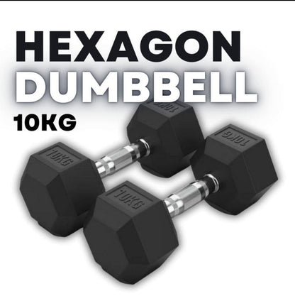 Rubber Coated Hexagon Dumbbell Hex Dumbbells (From 1kg to 50kg)