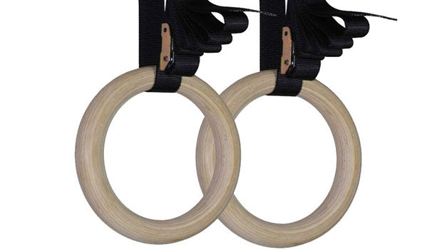 Wooden Gymnastic Rings(pair) Olympic Heavy Duty Adjustable Straps Pull Ups and Dips