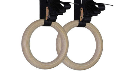 Wooden Gymnastic Rings(pair) Olympic Heavy Duty Adjustable Straps Pull Ups and Dips