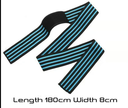 Knee Wraps (Pair) With Strap for Squats, Weightlifting, Powerlifting, Leg Press, and Cross Training - Flexible 180cm Knee Wraps for Squatting - For Men & Women