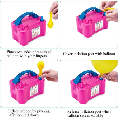 Electric Air Balloon Pump, Portable Dual Nozzle Electric Balloon Blower Air Pump Balloons Inflator