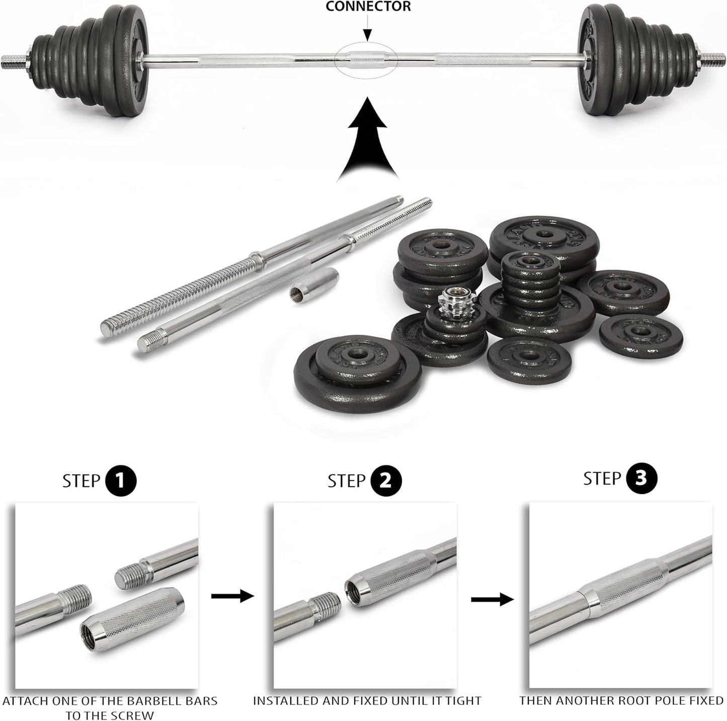 Adjustable Dumbbells 50kg Set With Box
