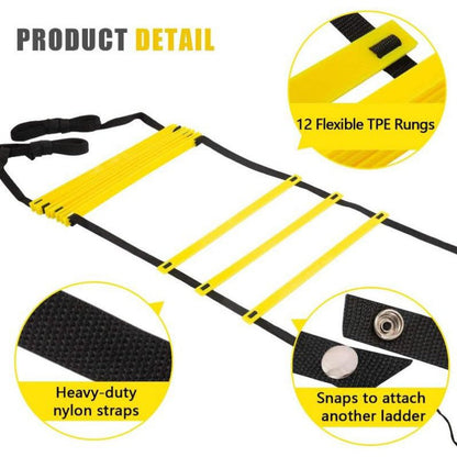 Agility Ladder Speed Resistance Parachute 5 Disc Cones and Carry Bag