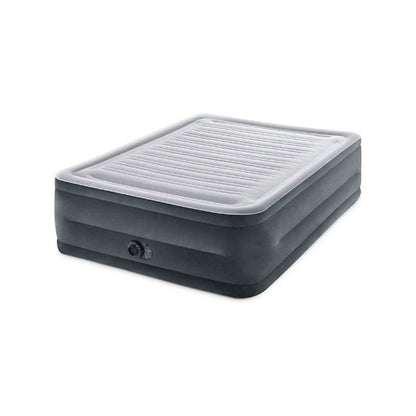 Intex Comfort Plush Mid Rise Dura-Beam Airbed with Internal Electric Pump, Bed Height 13", Queen, 67770, Gray, Queen (600 lbs)