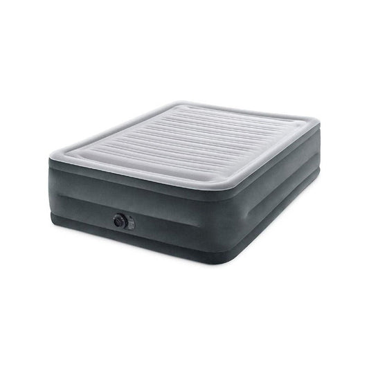 Intex Comfort Plush Mid Rise Dura-Beam Airbed with Internal Electric Pump, Bed Height 13", Queen, 67770, Gray, Queen (600 lbs)