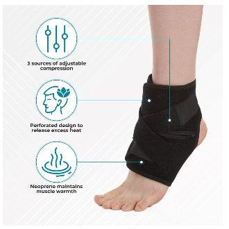 Ankle Support Brace, Breathable Neoprene Sleeve, Adjustable Wrap
