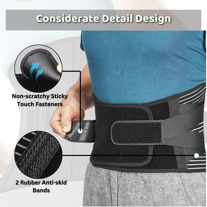 back braces non-scratchy sticky touvh fasteners rubber