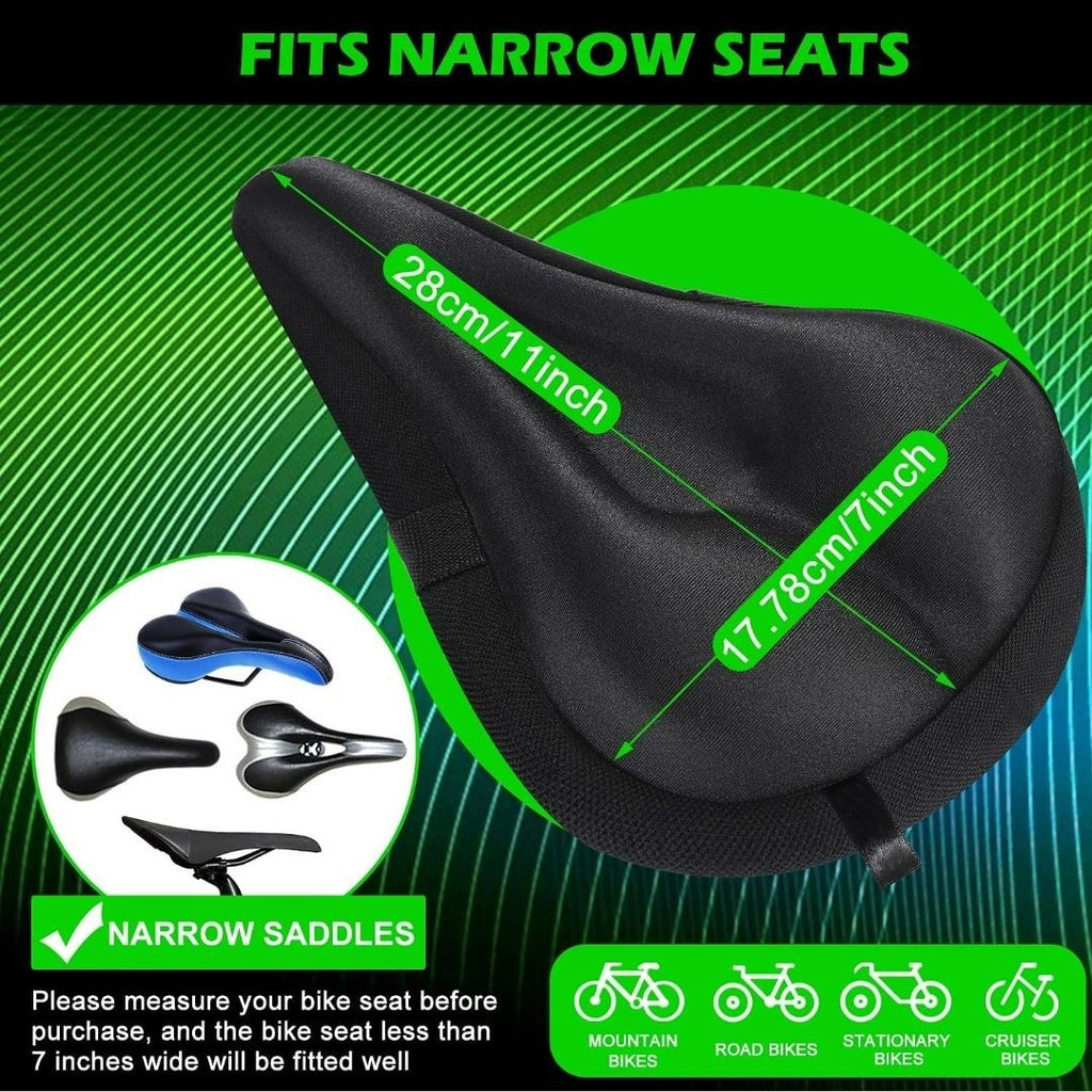 Bike Seat Cushion - Gel Padded Bike Seat Cover for Men Women Comfort, Extra Soft Exercise Bicycle Seat Compatible