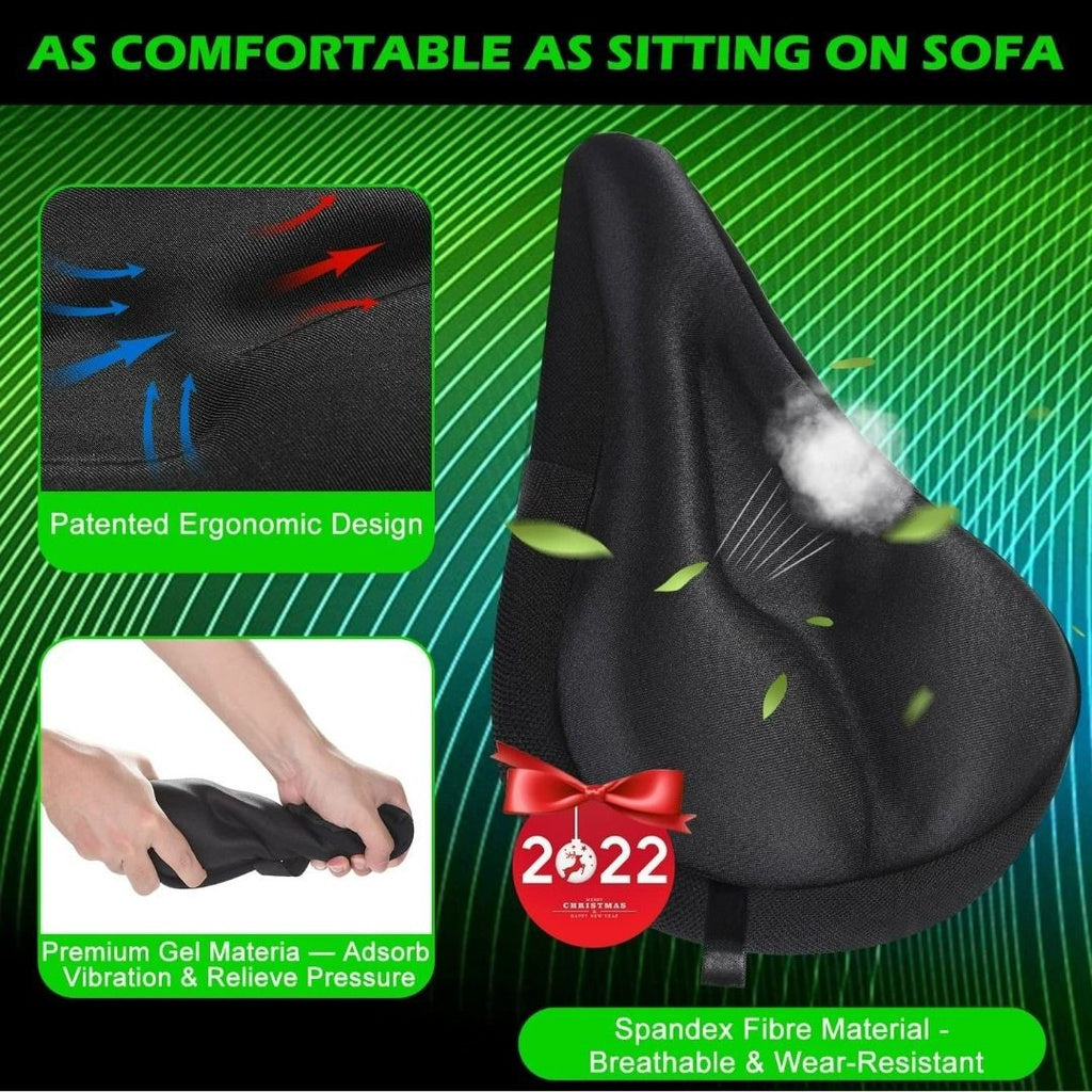 Bike Seat Cushion - Gel Padded Bike Seat Cover for Men Women Comfort, Extra Soft Exercise Bicycle Seat Compatible