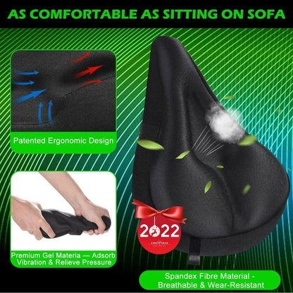 Bike Seat Cushion - Gel Padded Bike Seat Cover for Men Women Comfort, Extra Soft Exercise Bicycle Seat Compatible