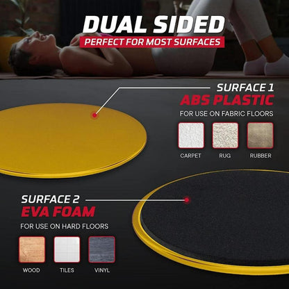 Core Sliders for Carpet, Wood, Floor - Non-Slip Gliding Discs for Feet, Beachbody Strength Slides for Core Workouts