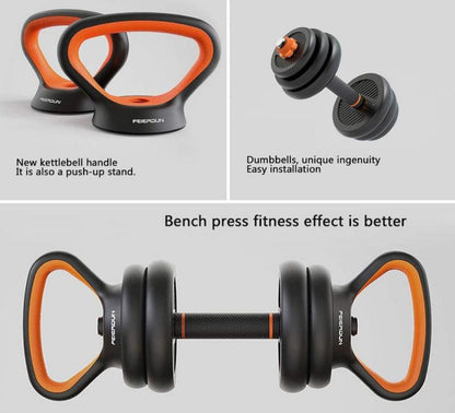 6-in-1 Free Dumbbells Weights Set 4 Multifunctional Barbell Kettlebells Push Up Stand FED