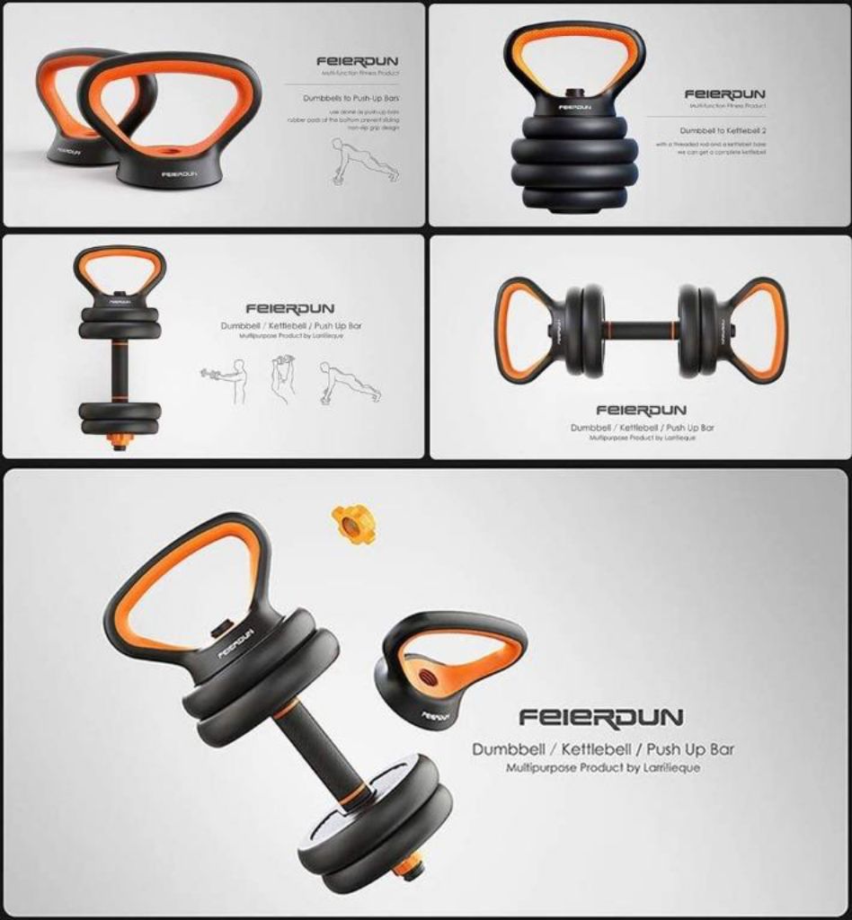 6-in-1 Free Dumbbells Weights Set 4 Multifunctional Barbell Kettlebells Push Up Stand FED