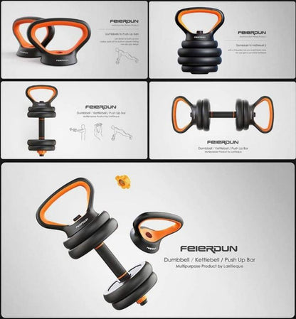 6-in-1 Free Dumbbells Weights Set 4 Multifunctional Barbell Kettlebells Push Up Stand FED