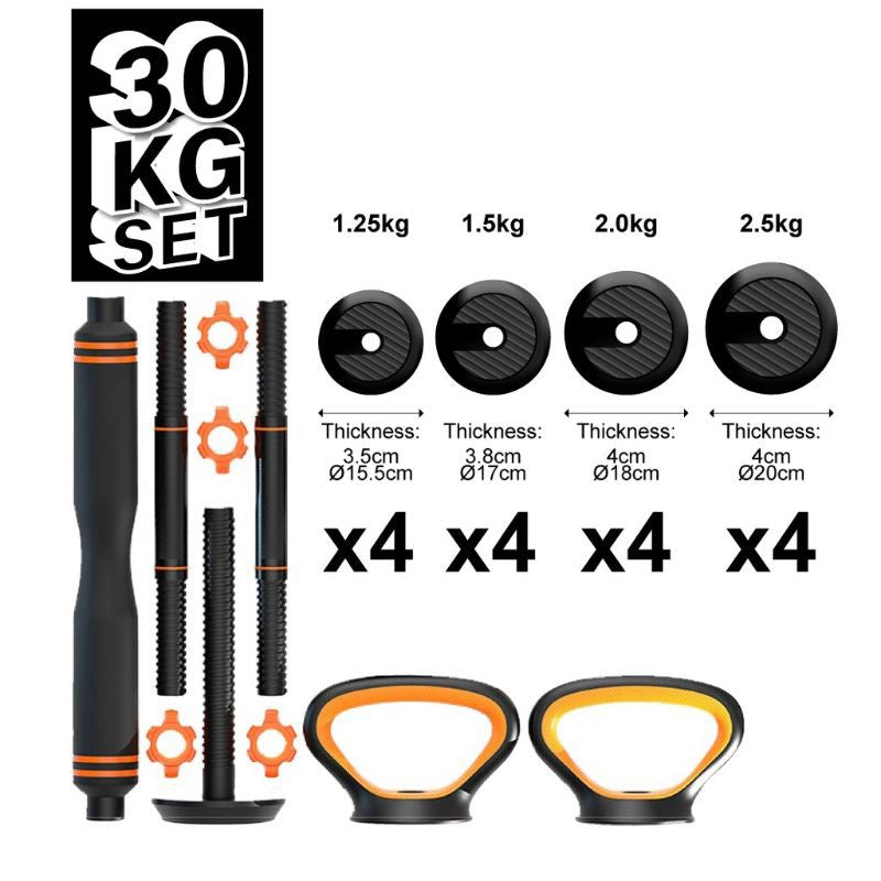 6-in-1 Free Dumbbells Weights Set 4 Multifunctional Barbell Kettlebells Push Up Stand FED