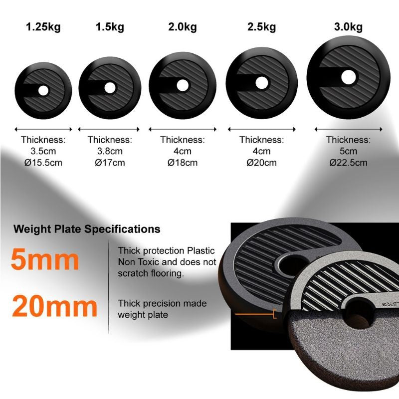 6-in-1 Free Dumbbells Weights Set 4 Multifunctional Barbell Kettlebells Push Up Stand FED