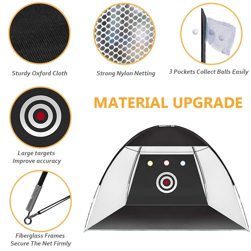 Golf Practice Net 10x7ft Golf Hitting Aids Nets for Backyard Driving Chipping Home Golf Swing Training with Targets