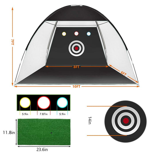 Golf Practice Net 10x7ft Golf Hitting Aids Nets for Backyard Driving Chipping Home Golf Swing Training with Targets