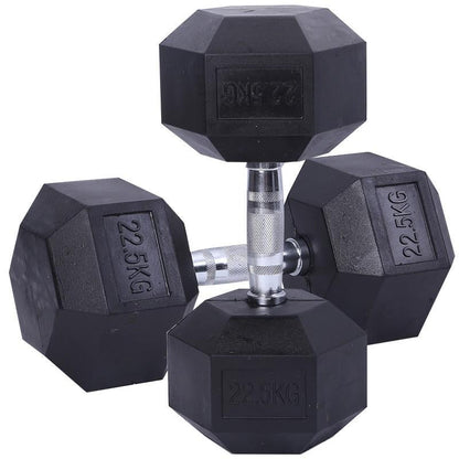 Rubber Coated Hexagon Dumbbell Hex Dumbbells (From 1kg to 50kg)