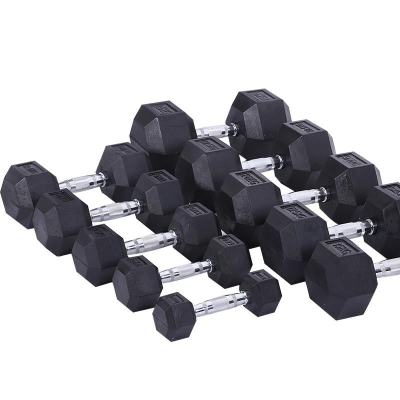 Rubber Coated Hexagon Dumbbell Hex Dumbbells (From 1kg to 50kg)
