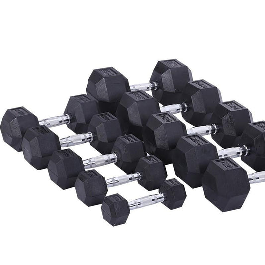 Rubber Coated Hexagon Dumbbell Hex Dumbbells (From 1kg to 50kg)