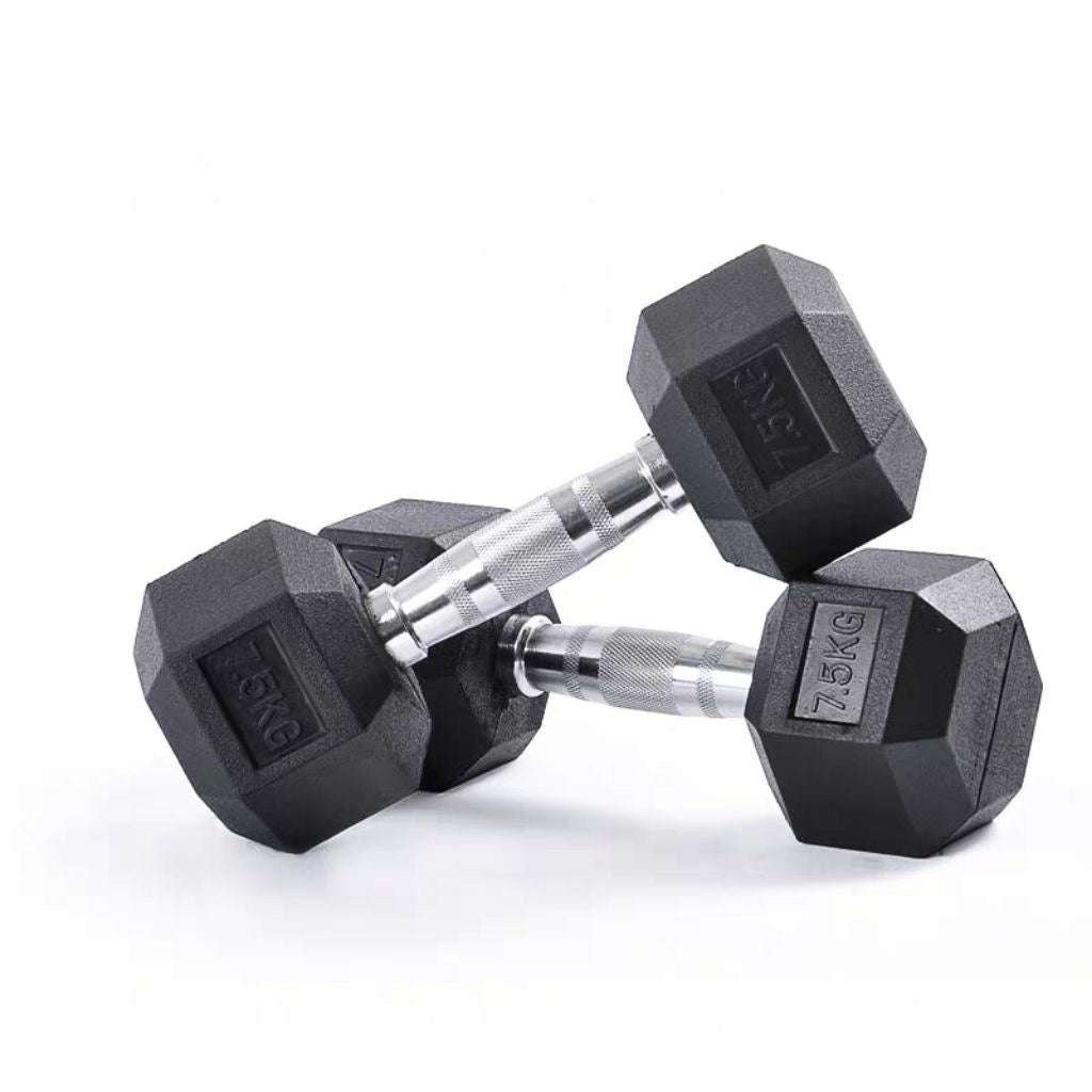 Rubber Coated Hexagon Dumbbell Hex Dumbbells (From 1kg to 50kg)