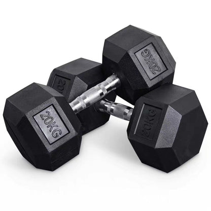 Rubber Coated Hexagon Dumbbell Hex Dumbbells (From 1kg to 50kg)