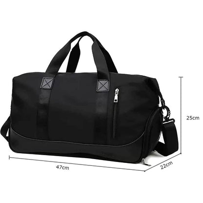 Kamelo Sports Gym Bag for Women and Men Travelling bags Weekender Carry On Workout Duffel Bag Overnight Shoulder Bag Lightweight with Shoes Compartment & Wet Pocket (Black)