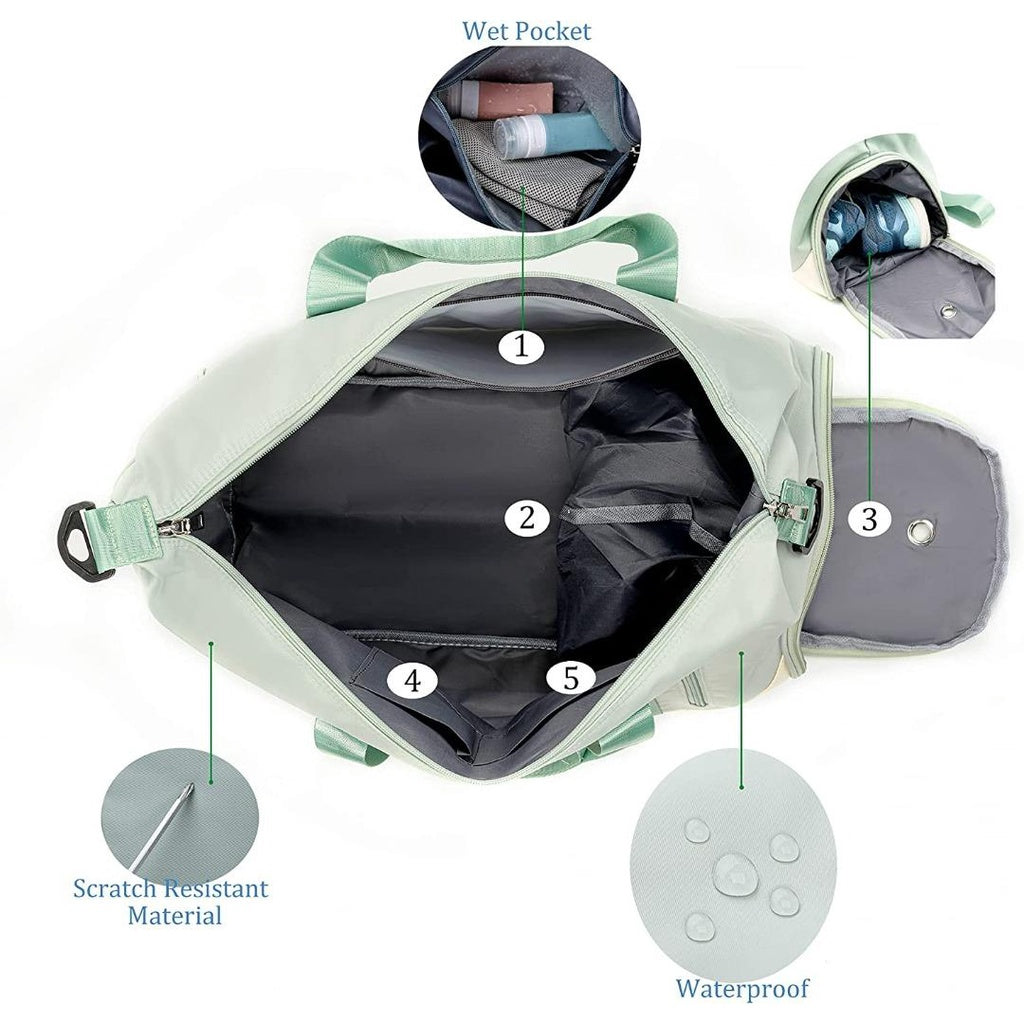 Kamelo Sports Gym Bag for Women and Men Travelling bags Weekender Carry On Workout Duffel Bag Overnight Shoulder Bag Lightweight with Shoes Compartment & Wet Pocket (Black)