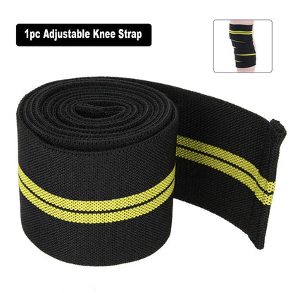 Knee Wraps (Pair) With Strap for Squats, Weightlifting, Powerlifting, Leg Press, and Cross Training - Flexible 180cm Knee Wraps for Squatting - For Men & Women